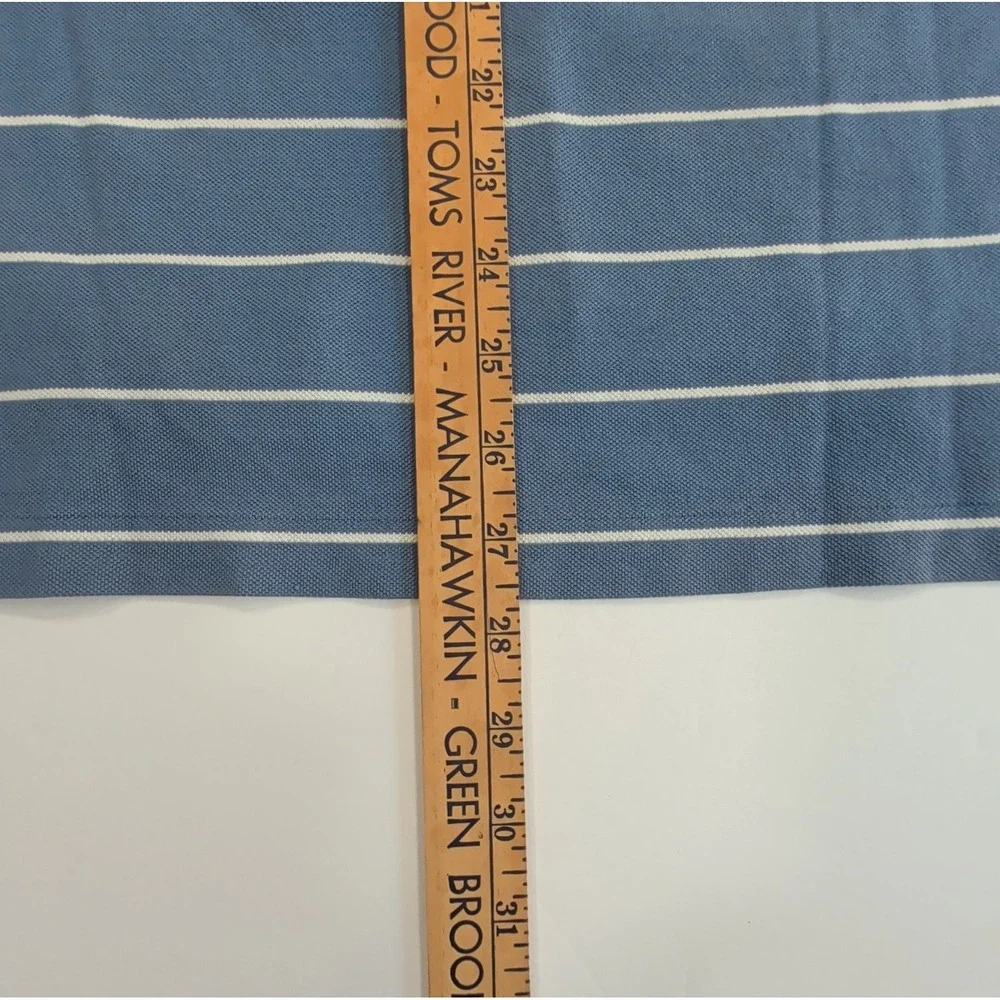 Vintage Y2K Ralph Lauren Polo Shirt Mens M Blue White Striped Pima Cotton Medium